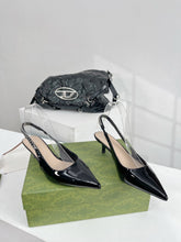 GG SIGNORIA 45 SLINGBACK PUMP GLOSSY BLACK LAMBSKIN